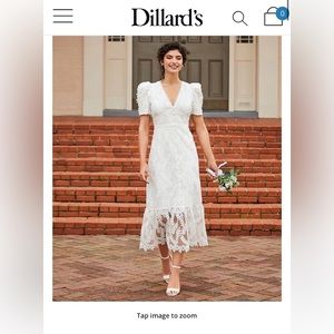 White Floral Tea Length Dress